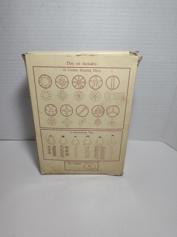 1992 The Pampered Chef Cookie Press with 10 Discs - White - NO DECORATING TIPS gallery