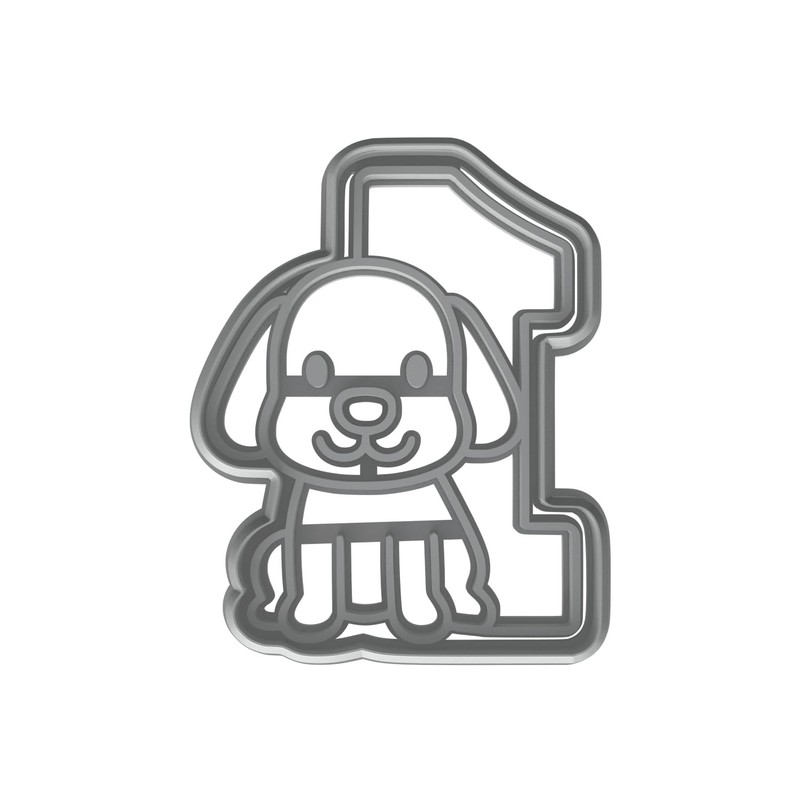 Number 1 with Puppy Cookie Cutter & Stamp 4x3" for Baking & Fondant Clay Gifts gallery