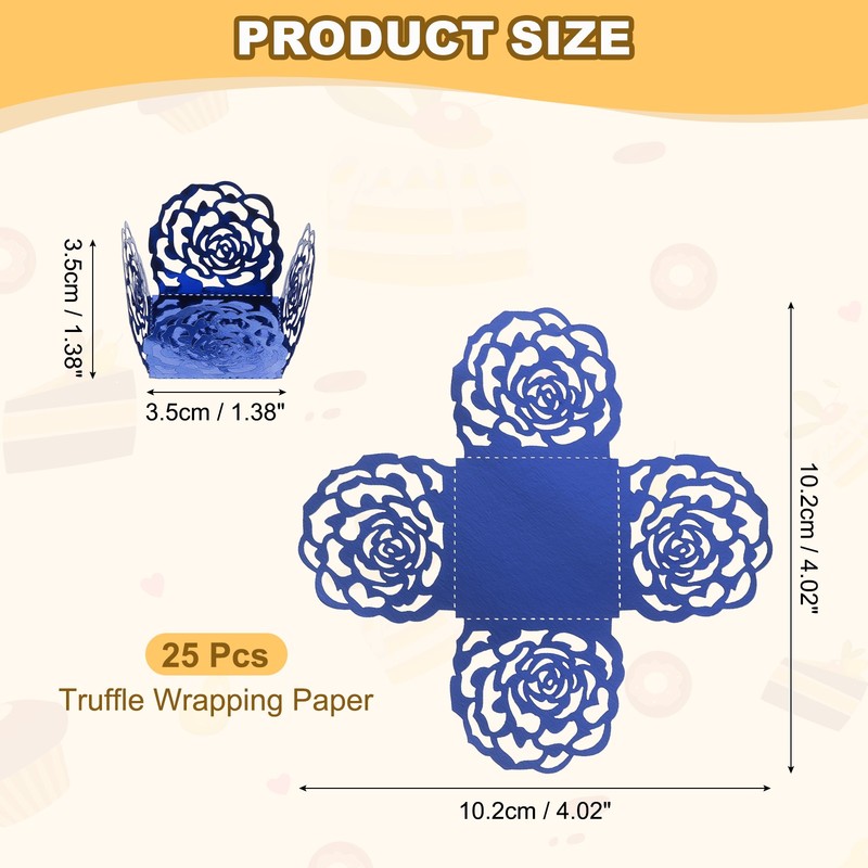 25PCS 4 Inch Truffle Wrappers for Wedding Birthday, Dark Blue gallery