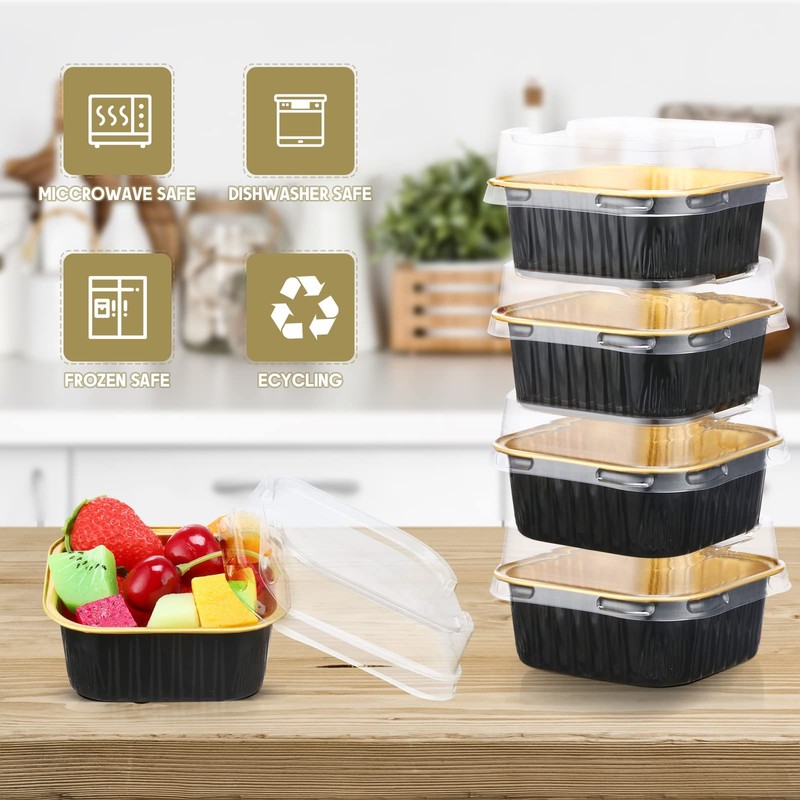 Mimorou 100 Pcs Mini Cake Pans with Lids 5 oz Cupcake Liners Dessert Baking C... gallery