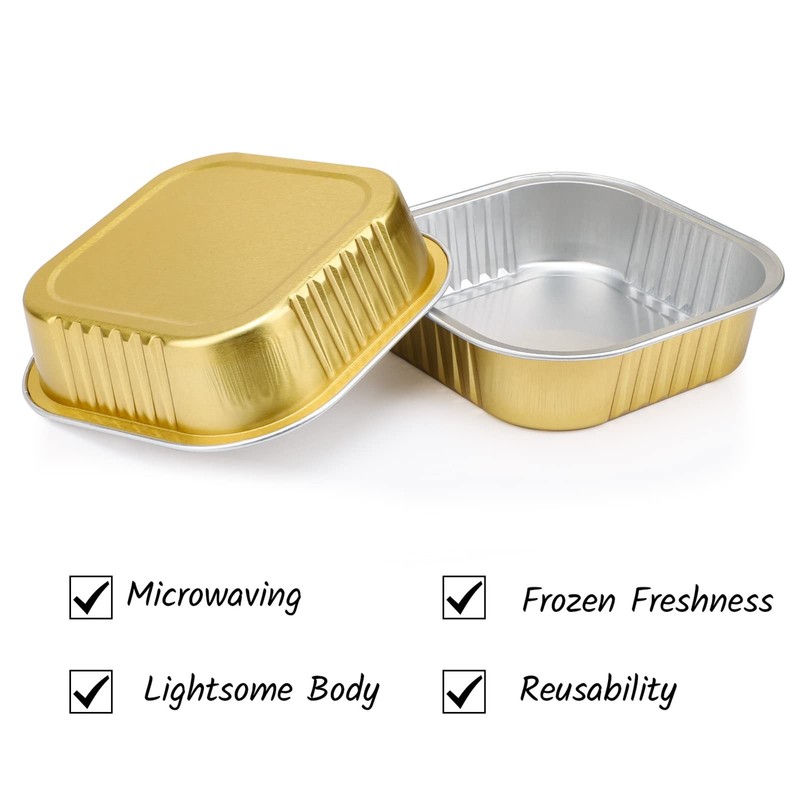 Cupcake Liners with Lids 8oz 50pcs Gold Aluminum Foil Square Baking Cups gallery