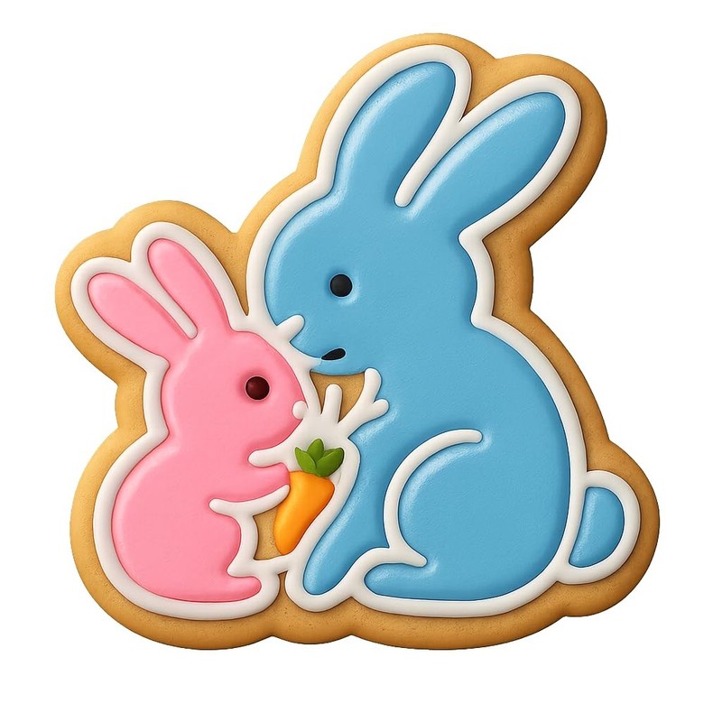Mom and Bunnies with Carrot Cookie Cutter & Stamp – 4×3.7 Fun Kitchen Baking