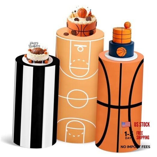 3 Pcs Themed Sport Birthday Spandex Cylinder White Black Stripes Basketball