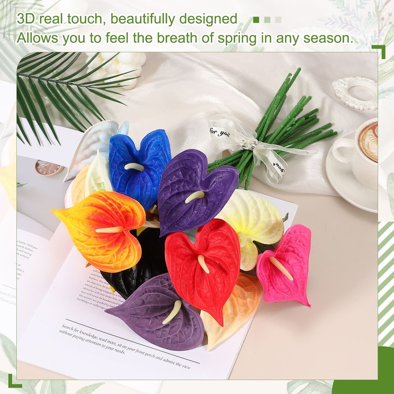 4 Pieces 11 Inch Artificial Anturium Flowers, Blue for Decoration gallery