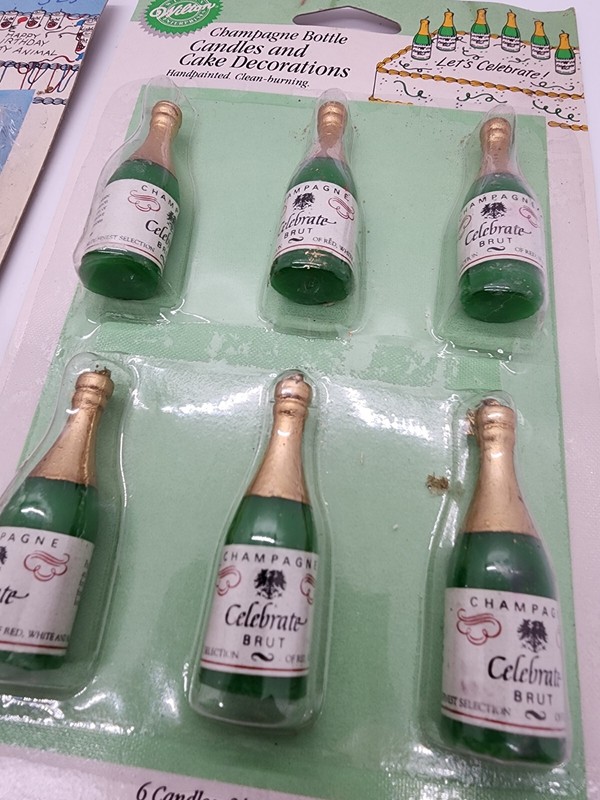 Cake Topper Lot Beer Bottle Vintage LIGHT beer And Champagne Decorative Candles gallery