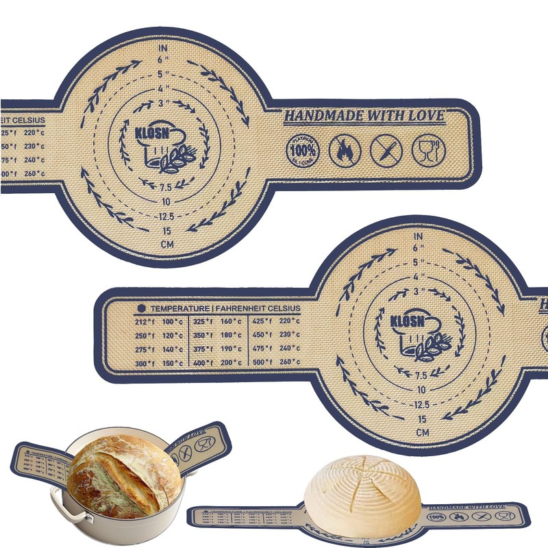 KLOSN Silicone Bread Sling for Dutch Oven, 2 Pack (8″ Round) – M + M, Blue