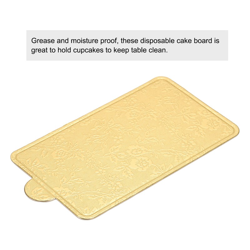 100pcs Mini Cake Boards, Mousse Cake Cardboards Rectangle for Dessert Base(Gold) gallery