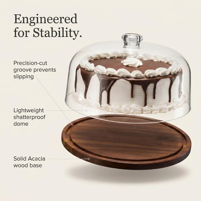 Sophisticated Cake Server Platter with Acrylic Lid - Ideal for Entertaining gallery