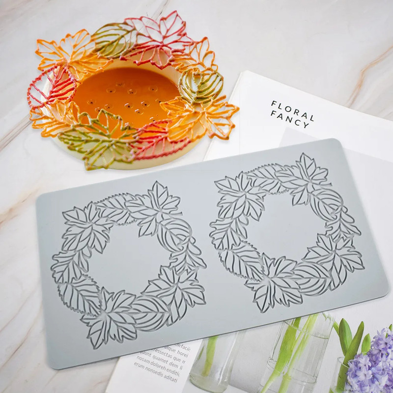 Various Leaf Butterfly Flower Silicone Cake Lace Mold Snowflakes Deer Shape Fond gallery