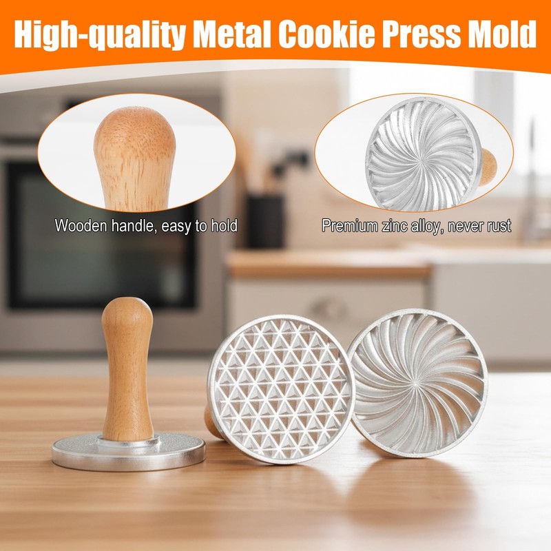 Cookie Stamps Biscuit Cutter Set, 3 Molds Metal Cookie Press And 5 Size Cooki... gallery