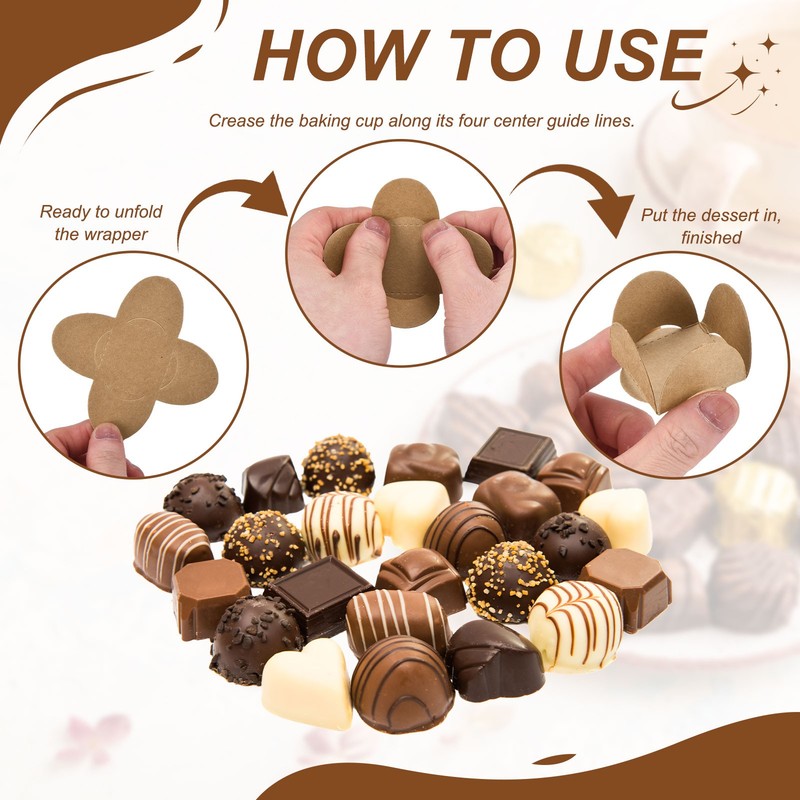 220Pcs Truffle Wrappers, Mini Cupcake Liners Chocolate Cups Liners, Brown gallery
