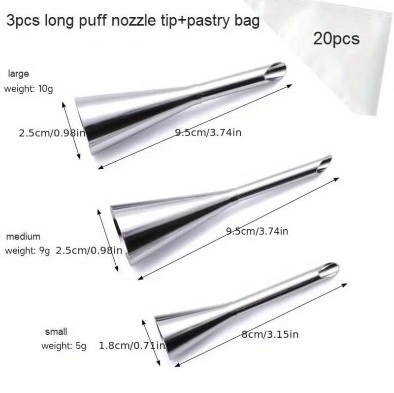 Puff Cream Filling Piping Tip 3 Pcs,Cupcake Filler Tool with 20 Disposable Pa... gallery