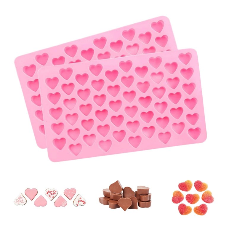 2 Pcs Heart Silicone Gummy Molds Mini Heart Chocolate Molds for Candy Jelly