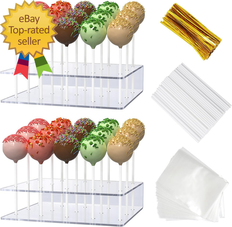 2 Pack Cake Pop Stand with Sticks Kit, Acrylic Lollipop Hold Stand, Clear Cake P