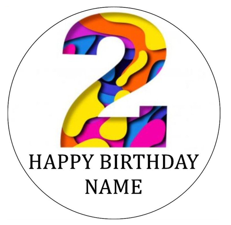 2nd Birthday Edible Wafer Cake & Cupcake Toppers – Custom Name – Yay! I’m 2 ! gallery