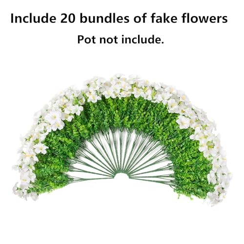 Artificial Flowers for Outdoors Decoration, 20 Bundles Faux Morning Glory White gallery