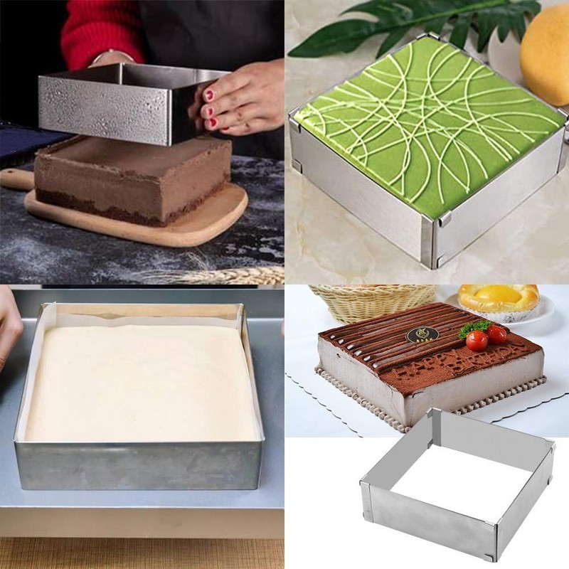 Adjustable Stainless Steel Cake Mould Set - 6 to 12 Inch Round & Square Baking R gallery