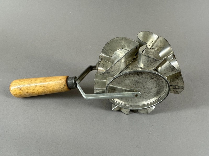 Cookie Cutter Heart Cross Jewish Star Roller Wheel Tin Baking Primitive Antique gallery