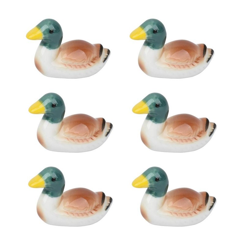 6 Pcs Cute Duck Set Ceramic Chopsticks Rest Spoon Fork Knife Holder Rack