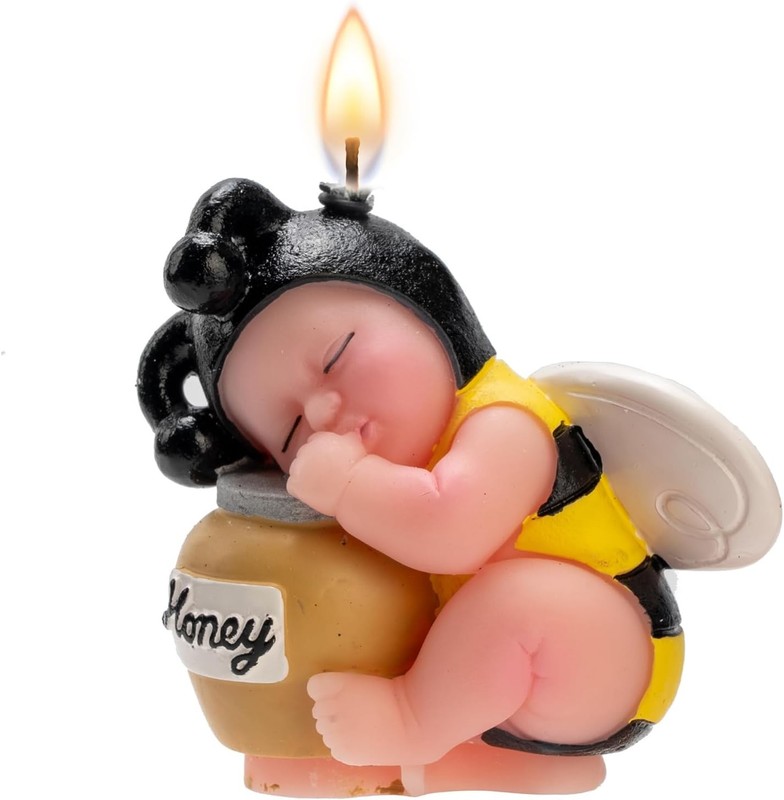 Bee Baby Shower Cake Topper Candles, Bumble Bee Cake Decorations for What Will gallery