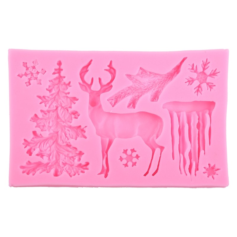3D Christmas Theme Deer Silicone Mold Snowflake Chocolate Cake Fondant DIY Mould gallery