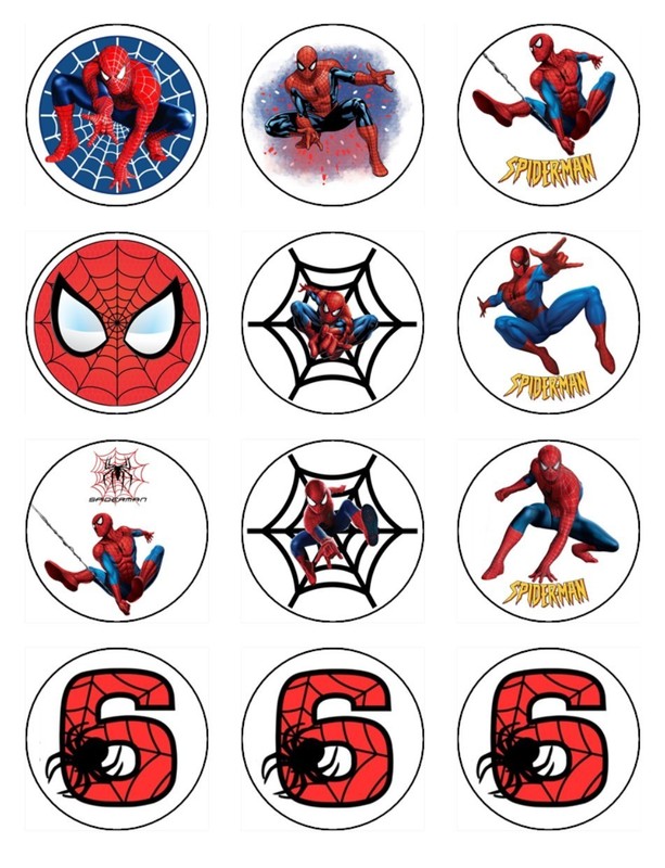 Spiderman Age 1-10 Edible Cupcake Toppers Wafer Superhero Cake Decorations gallery