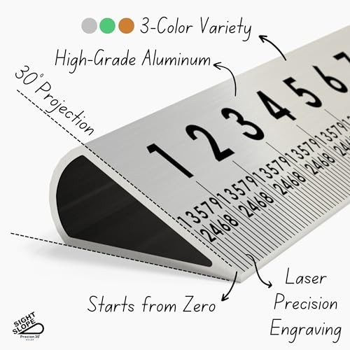 30° Precision Metal Ruler, High-Grade Laser-Engraved Aluminum 12 Inch Silver gallery
