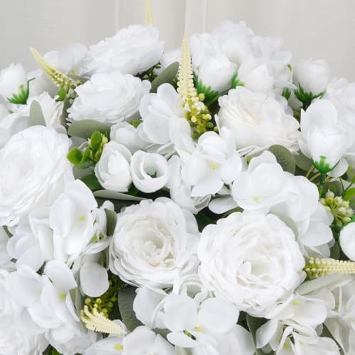 10 Bundles Artificial Peonies Hydrangea Artificial Flowers Silk Flowers White gallery