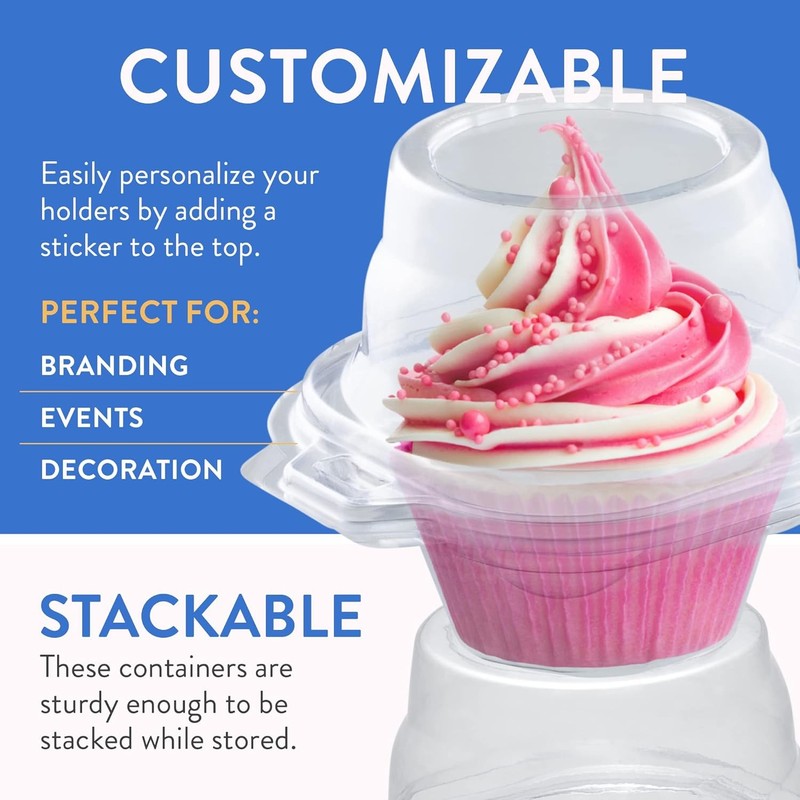 Clear Plastic Disposable Cupcake Containers 25 Pack Individual Cupcake Boxes gallery