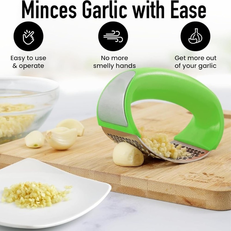 Angel's Peel Lounge Stainless Steel Garlic Press Rocker Set standrd, Green gallery