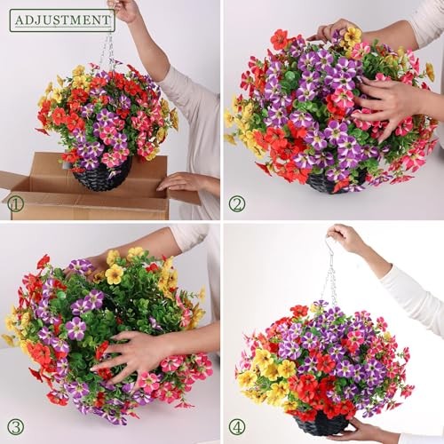 2 Sets Artificial Morning Glory and Eucalyptus Hanging Basket for Mixed Color gallery