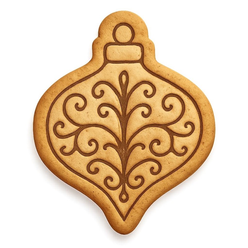 Elegant Filigree Bauble Cookie Cutter & Stamp, Fondant & Clay – 4×3.1