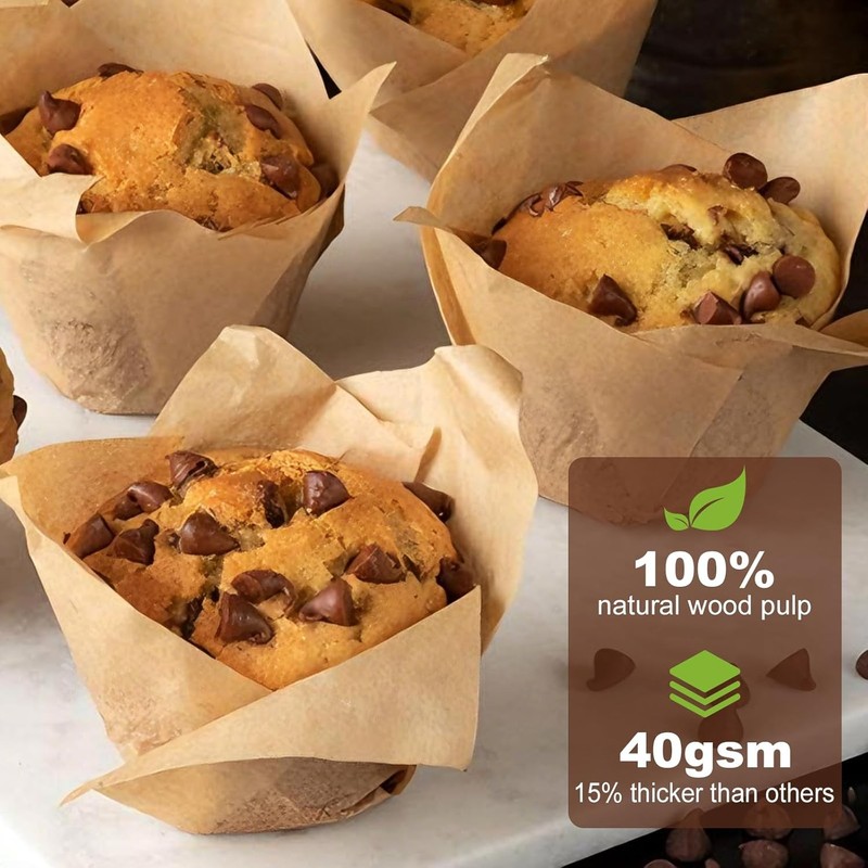 100pcs Extra Large Size Tulip Cupcake Liners for Baking Cups, Food Grade gallery