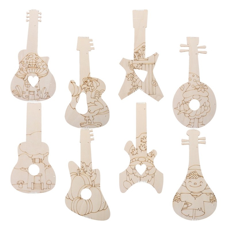 8 Pcs Children’s Musical Instruments Birthday Party Wood Ornaments