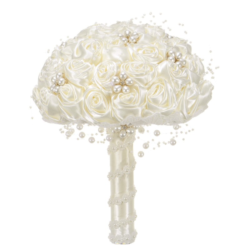 Wedding Bouquets for Bride, Artificial Rose Bouquet for Wedding[Cream White] gallery