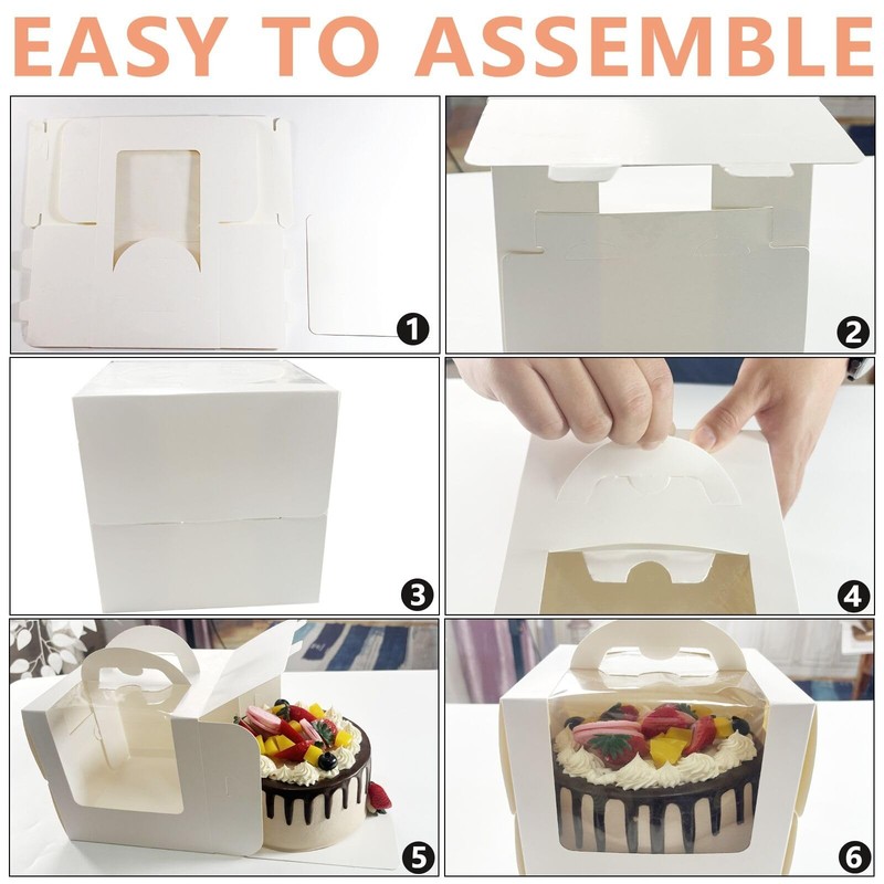 20Pcs 5×5×4 Inches Mini Cake Boxes-Solid White with Carry Handles and Cake Bo... gallery