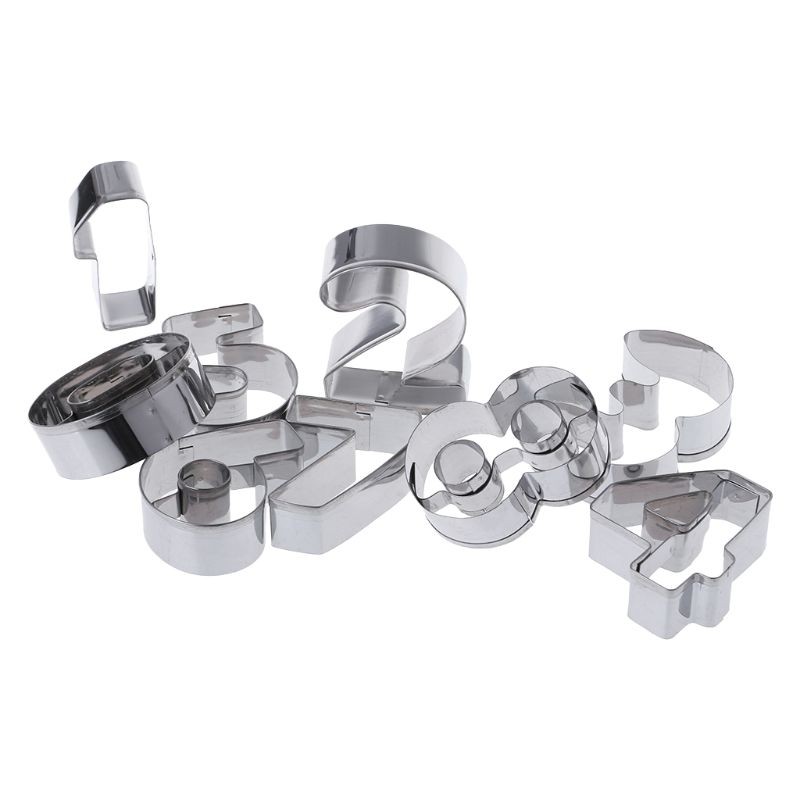9 Pcs Stainless Steel Numbers Cookie Stencil Biscuit Cutter Tool Set Baking Mode gallery