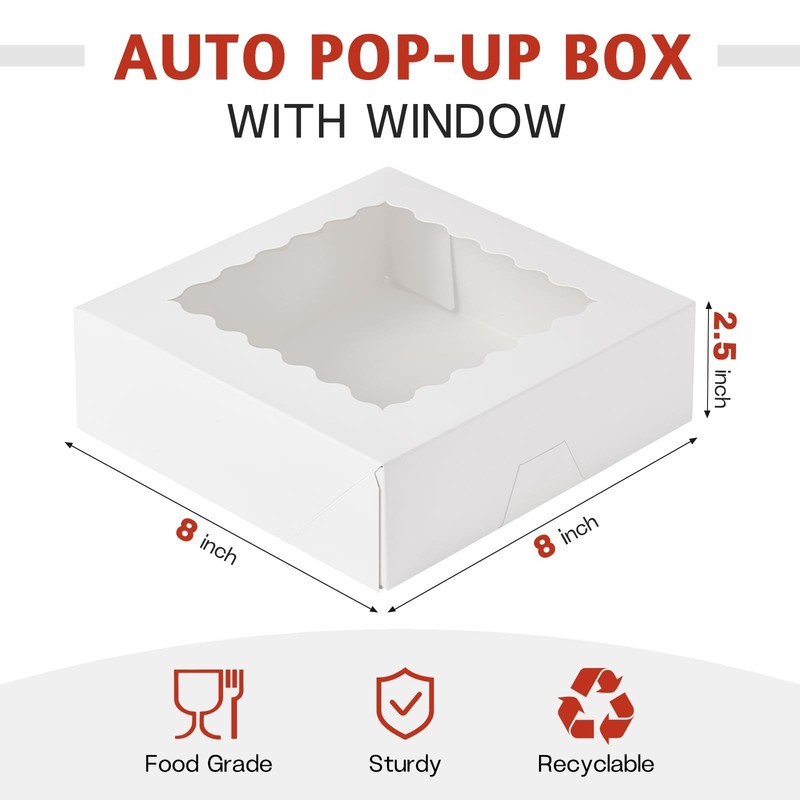 8" x 8" x 2.5" Pie Boxes, 20 Pack Auto Pop-up Chocolate Covered Strawberry Bo... gallery