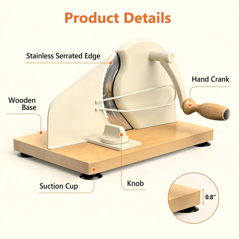 Manual Bread Slicer Adjustable Thickness Sourdough Sandwich Cutter Hand Crank gallery
