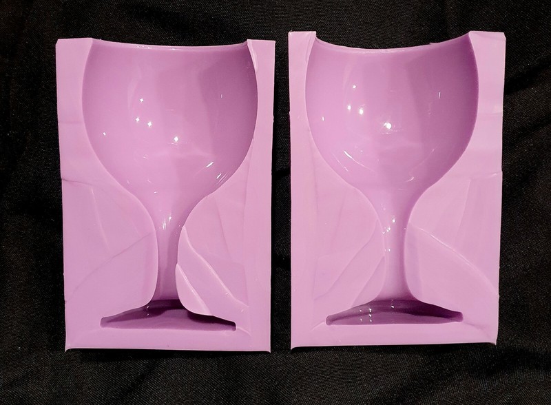 3D WINE GLASS TWO PIECE SILICONE MOULD FOR CAKE TOPPERS, CHOCOLATE, CLAY ETC