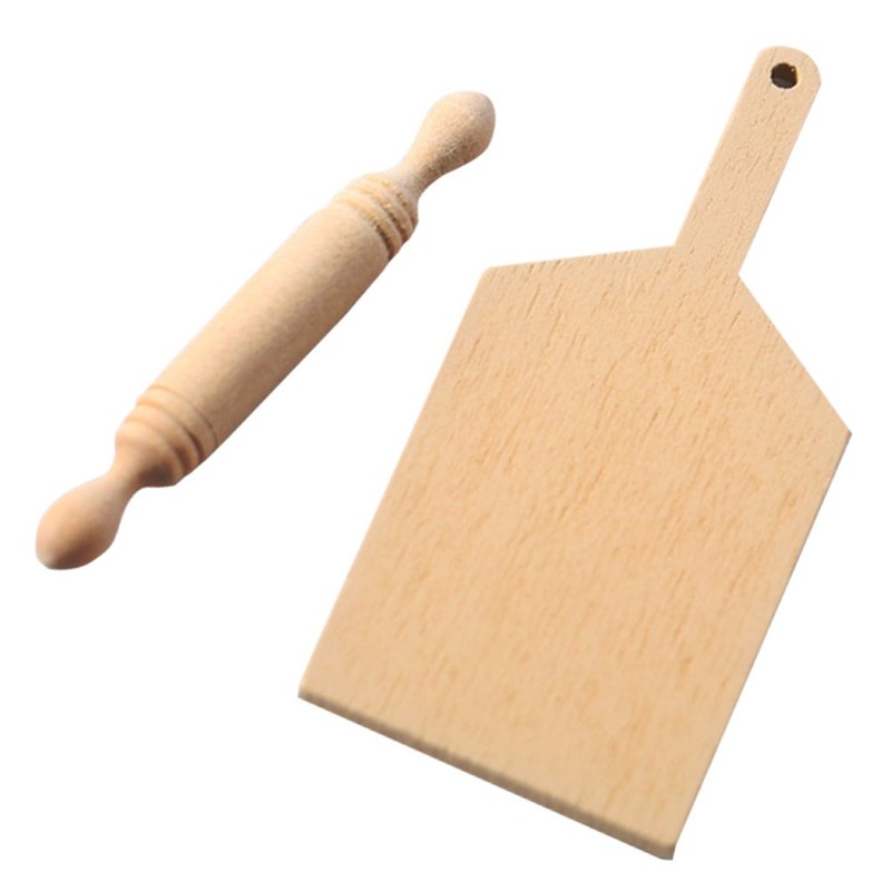 Mini Rolling Pin And Miniature Board For Kids Doll House Decoration gallery