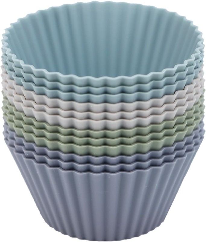 Silicone Baking Muffin Cups 12 Pack, Reusable Cupcake Liners Cake Molds, BPA Fre