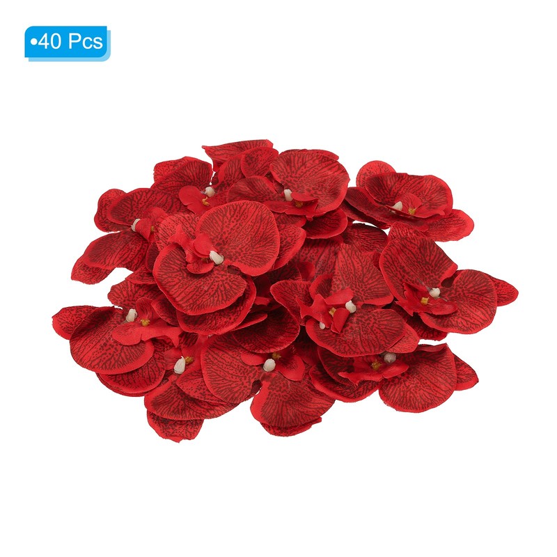 40Pcs 3.9" Artificial Silk Butterfly Orchid Flower Heads for DIY, Red gallery
