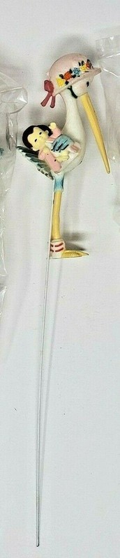 Vintage 1 Plastic Floral Picks Crafts Stork Baby Floral Pick New Pink