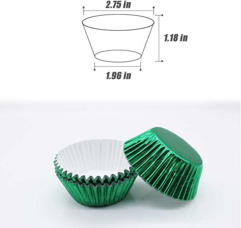 Cupcake Liners Green, Standard Size Green Foil Cupcake Liners Wrappers Metallic gallery