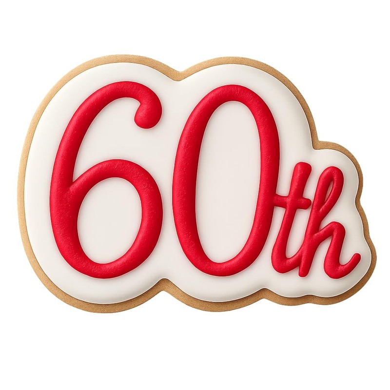 Elegant 60th Milestone Cookie Cutter & Stamp, Fondant & Clay - 4x2.8 gallery