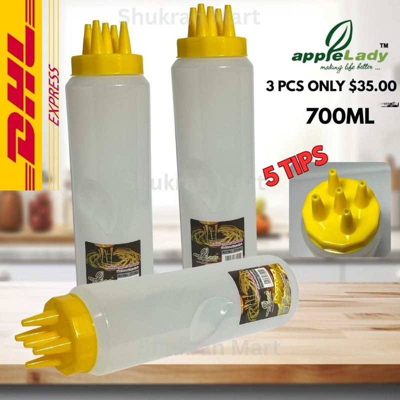 3X Apple Lady Multipurpose Squeeze Bottle NET LECY / ROTI ALA MOLD 700ml gallery