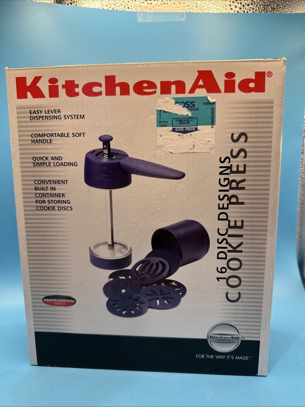 NEW KitchenAid Cookie Press Professional Series 16 Designs Purple Soft Handle