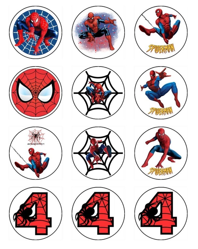 Spiderman Age 1-10 Edible Cupcake Toppers Wafer Superhero Cake Decorations gallery