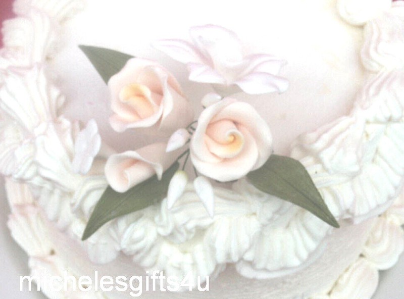 Sugar Gum Paste White Orchid Ivory Rose & Stephanotis Flowers Cake Decorating